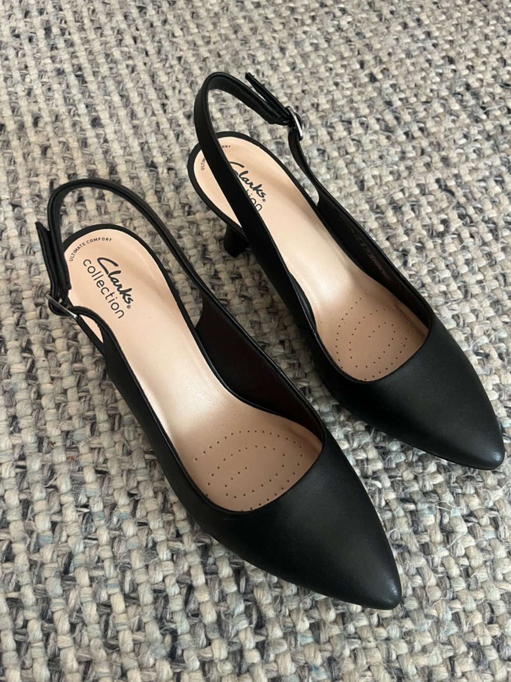 Clarks Black Slingback Pointed Pumps